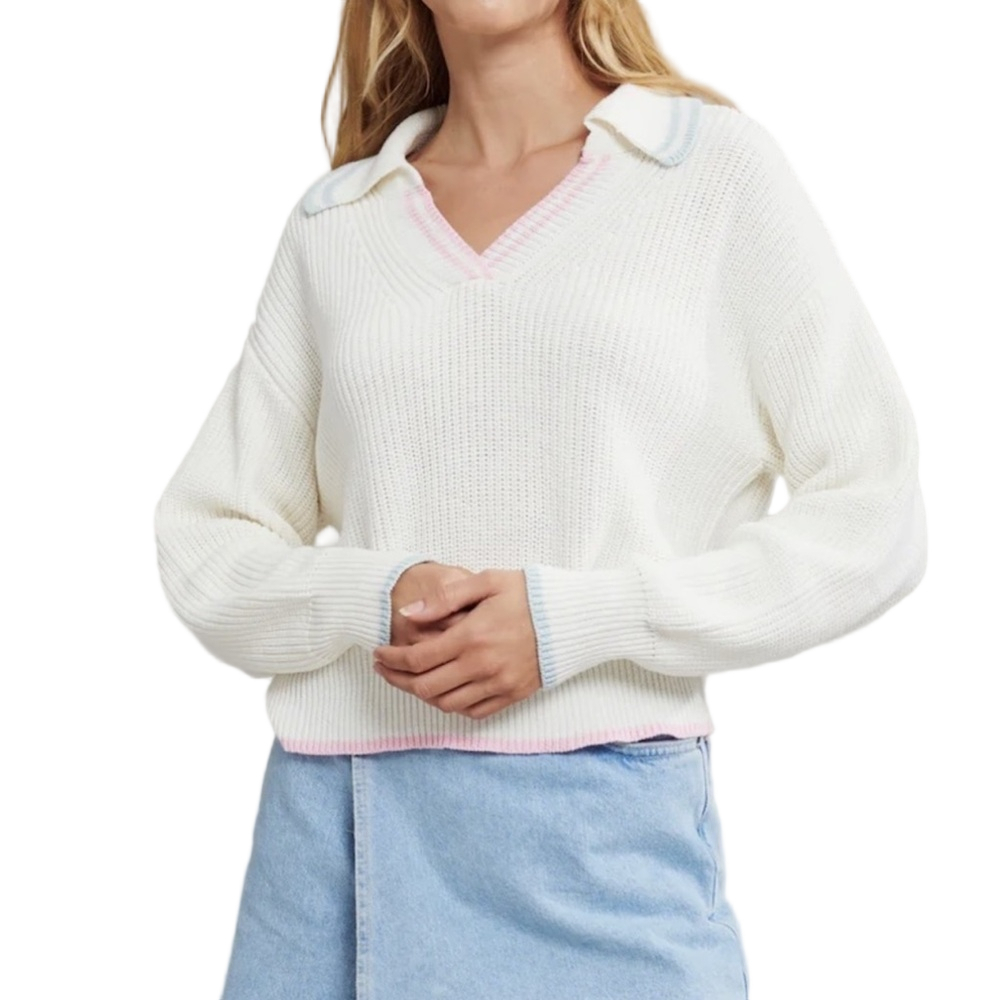 John & Jenn Maddox Sweater White Cotton Candy Size Small